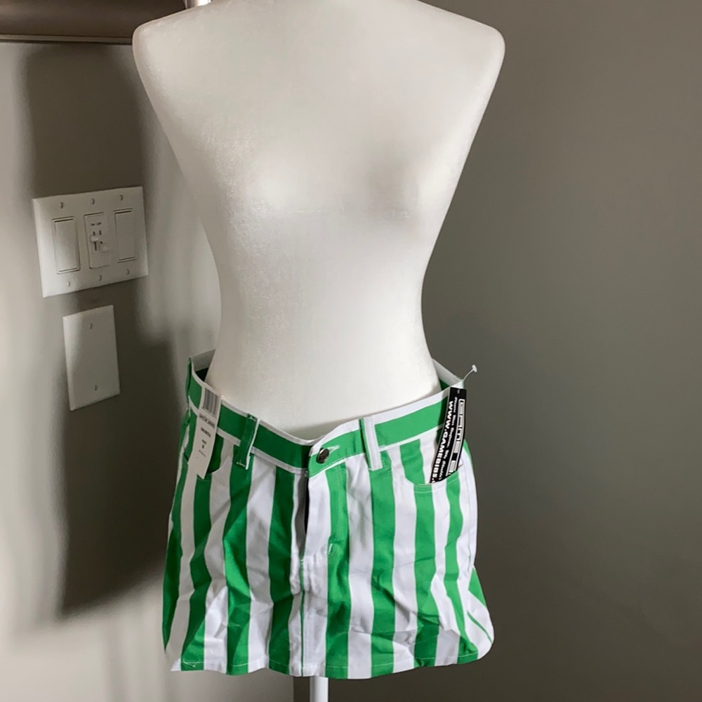 Green striped game day skirt